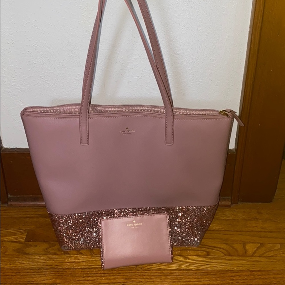 Kate Spade glitter tote and matching wallet